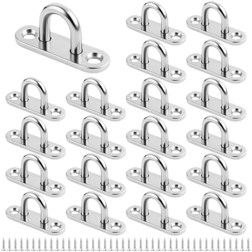 Lot de 21 plaques à œil en acier inoxydable, crochets de fixation, plaque oculaire avec œillet, crochet de plafond, pour accrocher des contre-barres, auvents, plaques de recouvrement
