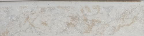Battiscopa moderno in ceramica per interni Effetto Marmo, Grigio Chiaro con Venature Beige cm 8 x 33,5 cm (1 pz)