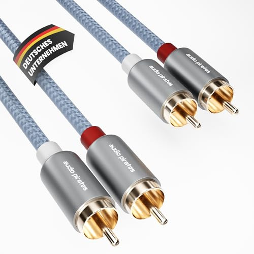 audio pirates <2-Pack> 2x2 RCA Cinch Kabel für Einsteiger | 0,5m | Stereo Audio-Kabel | OFC Kupfer | OD: 4mm | Nylon-Ummantelung | 24K Goldkontakte | Hifi, Home Cinema, Auto | PERFORMANCE COLLECTION