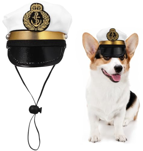 Hemobllo Funny Pet Captain Sailor Hat Adjustable Dog Cat Headgear Halloween Party Cosplay Costume Photo Props
