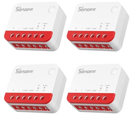 SONOFF Zigbee Smart Roller Shutter Switch, MINI-ZBRBS, Mini Size, Percentage Control, Zigbee Repeater, Alexa/Google Assistant/Home Assistant Support, Neutral Wire Required, 4-Pack