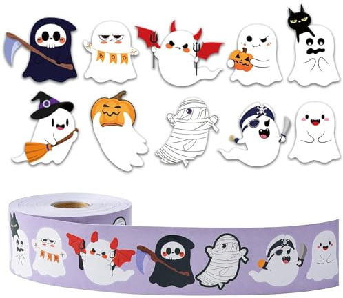 Halloween-Aufkleber – 500 Stück Rolle | Happy Halloween Pumpkin Decal | Ghost Adhesive Label Aufkleber für Erwachsene Mädchen Telefon Party Favors Laptop Wasserflasche
