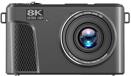 VELATEMOR Fotocamera digitale 8K WiFi 88MP, schermo girevole Ultra HD da 3 pollici con zoom 18x, messa a fuoco automatica, filtri multipli, luce di riempimento per streaming live (BLACK)