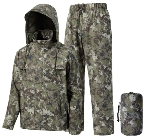 Bassdash Regenanzug Herren Wasserdicht Atmungsaktiv Langlebig Angel-Regenbekleidung Packbar für Jagd, Wandern, Laufen, Radfahren FW12