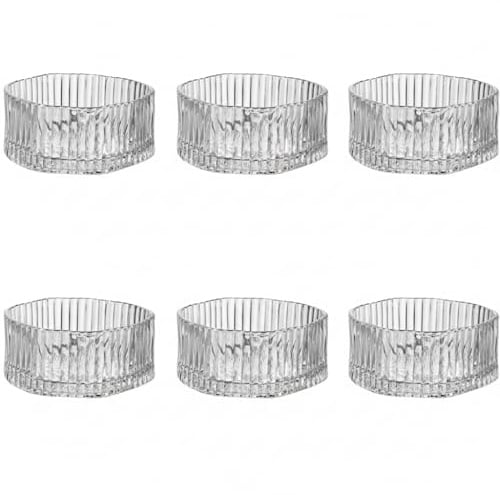 Zoha Glasschalen Set 6er Linea - Dessertschalen Glas facettiert, Glasschüsseln mit 11 cm Durchmesser, Glasschälchen für Dessert, Snackschale Glas, Glass Bowl Set - Servierschalen und Glasschüssel Set