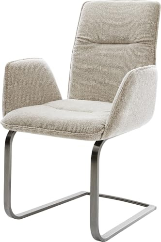DELIFE Schwingstuhl Vinja-Flex Freischwinger flach Graphit Webstoff Soft Beige