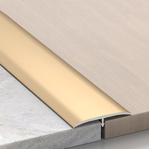 2 Stück Bodenübergangsleiste, Aluminium-T-Profil-Leiste, Bodenleiste, flache Trennleiste zum Verbinden von Bodenlücken, Schwellen, Bodenfliesen(Gold,180cm/70.87in)