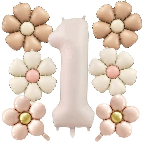 7 Stück Geburtstagsdeko 1 Jahr Mädchen, Gänseblümchen Deko 1 Geburtstag, Gänseblümchen Ballon, Helium Ballon Blume, Feen Deko Kindergeburtstag, für Geburtstag Jubiläum Motto Party