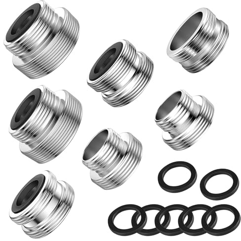 Wasserhahn Adapter Set, 7-teilig mit Metall Adapter, kompatibel mit Gartenschlauch, Wasseranschluss Adapter für Schlauch und Wasserhahn