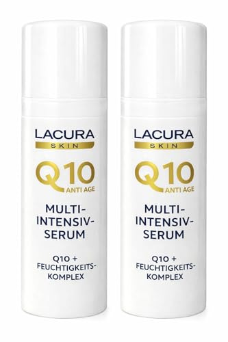 2x LACURA Q10 Anti Age Multi Intensiv Serum, Anti Falten Effekt, Straffung, Q10 plus Feuchtigkeitskomplex, vegan, 2x 30 ml, Alter 35+