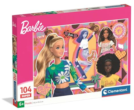 Clementoni Supercolor Barbie - Puzzle 104 Teile | ab 6 Jahren - buntes Kinderpuzzle mit besonderer Leuchtkraft & Farbintensität - Puzzle für Kinder 25007