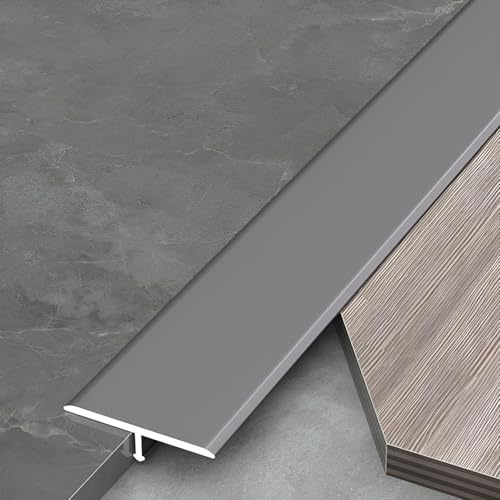 Aluminium T-Übergangsprofil & Übergangsleiste 2x135 cm Schwellen Fugenprofil für Türbereich Wasserdicht Rostfrei Kratzfest Trittfest für Fliesen Laminat Vinyl innen Bad Küche(Grau,Breite: 1.5cm)