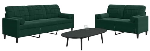 Shivorasphere 2-TLG. Samt Sofa Set mit Kissen und Nackenrollen Dunkelgrün, Ecksofa mit Schlaffunktion, Wohnlandschaft mit Stauraum, Relaxfunktion, Verstellbar für Wohnzimmer, Gäste- und Jugendzimmer