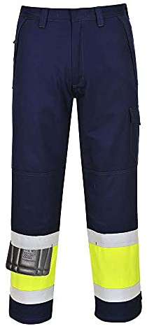 Portwest Hi-Vis Modaflame Trouser, Size: L, Colour: Yellow/Navy Tall, MV26YNTL