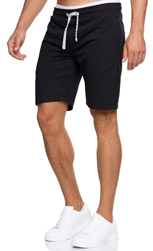 Indicode Herren Aldrich Sweatshorts mit Kordelzug | Herrenshorts Sportshorts für Männer XXL, Black