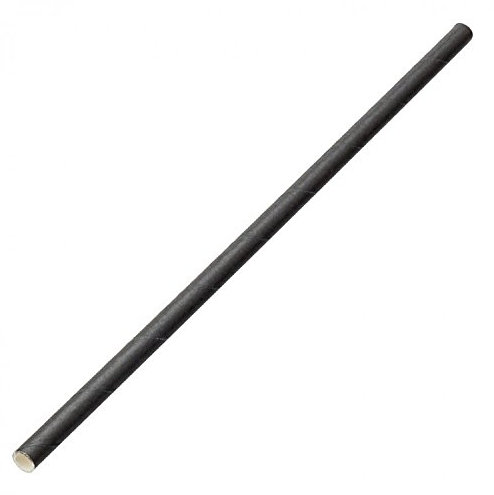 250 Black Solid Paper Straws 8 20cm biodegradable Food Safe Recyclable Paper