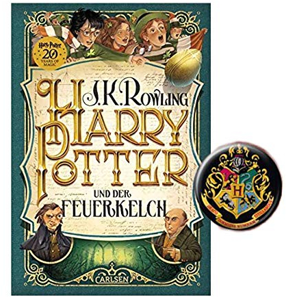 Carlsen Verlag Harry Potter et la Coupe de feu (4ème volume, édition reliée) + 1 badge original Harry Potter