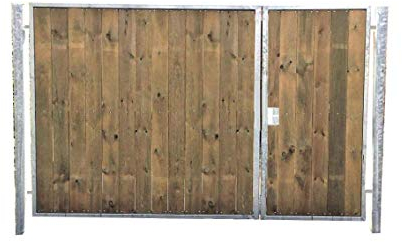 Einfahrtstor Verzinkt Holz Tor Senkrecht Asym. 2-flügelig 500cm x 160cm