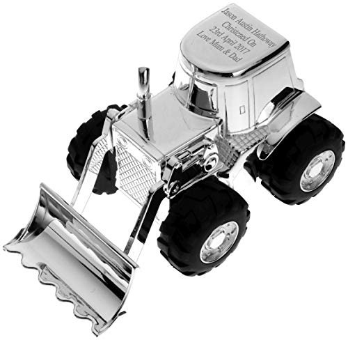 Personalised Engraved Silver Plated Digger Money Box Christening Gift for Boy or Girl, Custom Engraved Christening Gift, Baptism Gift, Christening Money Box Keepsake, Money Bank
