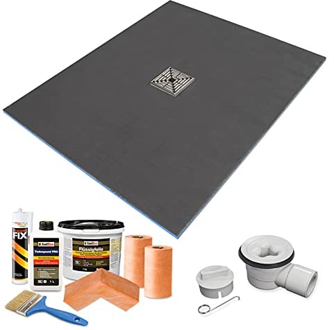 1400 x 900 x 25mm Rectangular Shower Tray with Centre Drain and Tanking Kit