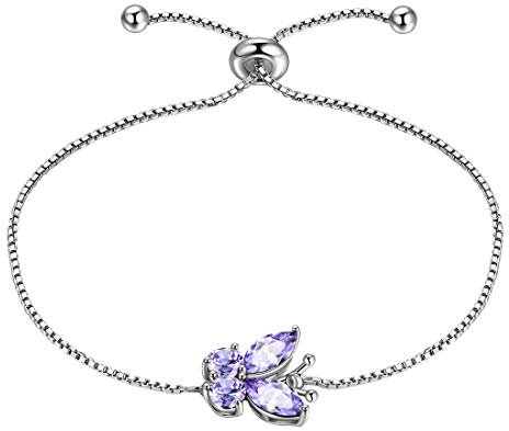 Aurora Tears Schmetterling verstellbare Armband 925 Sterling Silber Dezember Birthstone lila Türkis Eröffnung Armband Tiere Schmuck Geschenk für Frauen und Mädchen DB0111D