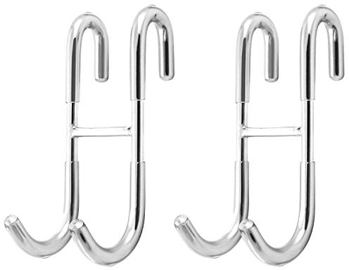 QWORK® 2 Stück Duschhaken Ohne Bohren Haken Duschwand für Duschtür zum Aufhängen von Handtüchern, Edelstahl 304, Handtuchhalter sowie Halterung für Duschabzieher