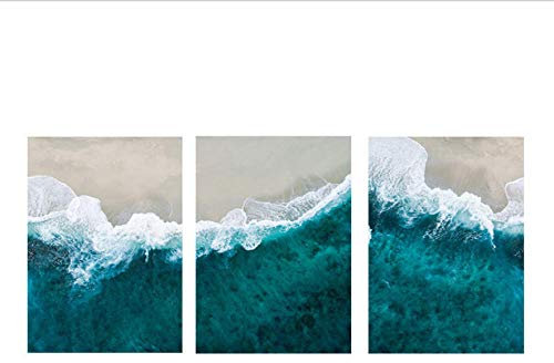 Triptyque Toile Art Mural 3 Pièces Vague De L'Océan Bleu Creative Simple Peinture À l'huile Couloir Salon Chambre Triptyque Photo Moderne Chaud Décor Suspendu Photo-D2