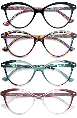 HEEYYOK Lesebrille Damen Blumen/Blumenmuster Katzenauge Lesebrillen +2.00 Bequeme Bunte Leichte Fassung