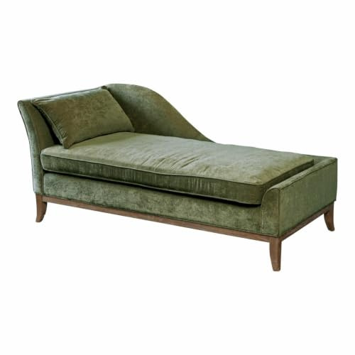Loberon Chaiselongue Alphonse, grün | weich gepolstert, zierender Keder, klassisches Design, Sitzmöbel, Sofa, Eichenholz, Kiefernholz, Polyestersamt