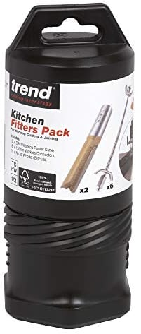 Trend Kitchen Fitters Set mit geraden 2-schneidigen Arbeitsplattenfräsen, Verbindungsschrauben und 10 x Nr. 20 Kekse, BR/KFP/1