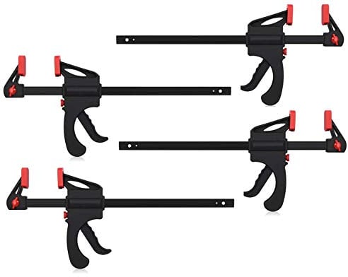 KAHEIGN 4Pcs Quick Grip Klemmen Schnellgriffklemmen, 6-Zoll Ratschenstangenklemmen Einhandstangenklemme für Holz Schnelle und einfache Klemmung