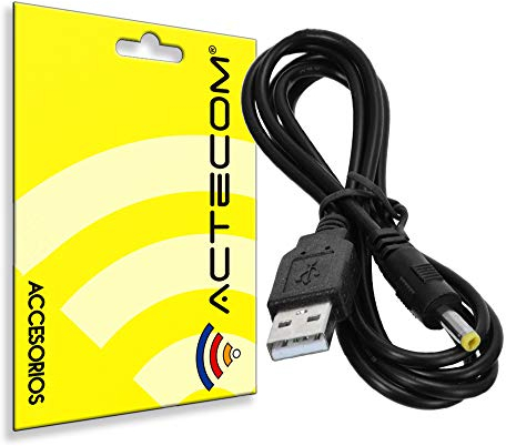 actecom Cable de Cargador USB para Consola de Videojuegos Sony PSP 1000, 2000, 3000 - Conector DC 4.0 x 1.7mm, 92cm, Negro