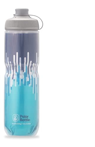 Polar Bottle Breakaway Muck Bouteille d'eau isotherme pour vélo de montagne – Sans BPA, pour cyclisme et sport – Fermeture Éclair – Bleu ardoise et turquoise, 680 ml