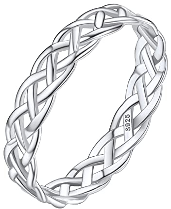 Silvora Keltischer Knoten Fingerring Damen Herren 925 Silber Keltische Unendlichkeits-Knoten Verlobungsring 4mm breit Stapelbare Keltische Knoten Ringe Ringgröße 67(21.4) für Geburtstag Hochzeit