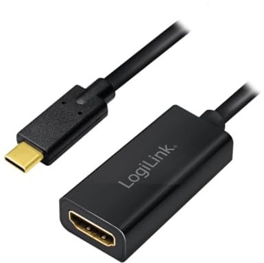 LogiLink UA0380 - USB 3.2 (Gen 2) Adapter, C/M zu HDMI A/F, 4K/60Hz, Schwarz, 0.15m