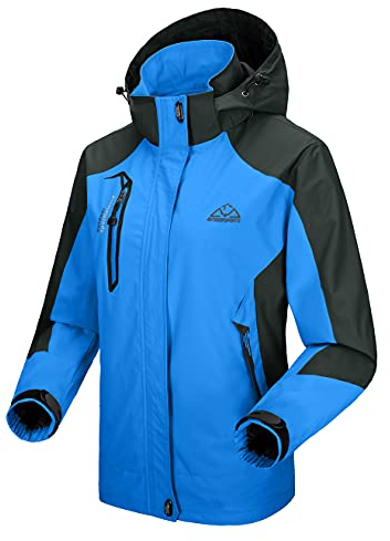 donhobo Damen Wanderjacke Regen Jacke Outdoor Funktionsjacke Freizeitjacke Winddichte Softshell Jacke Übergangsjacke mit Kapuze (Blau, M)