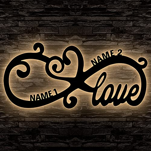 Love Led Deko Schlummerlicht Nachtlicht Liebe Herzchen Unendlichkeitszeichen liegende Acht personalisiert mit Wunsch Namen für Sie Ihn Geschenk Infinity
