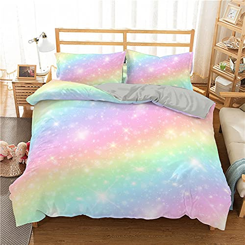 WQIZXCW Bettwäsche 135x200 Regenbogen Bettwäsche-Sets 2teilig, 120GSM Microfaser Bettbezug Set mit Reißverschluss und 1 Kopfkissenbezug 80x80 cm