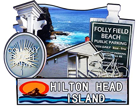 U.S. Hilton Head Island Holzmagnet, 3D-Kühlschrankmagnete, Reise-Sammlerstück, Souvenirs, dekorative Magnete, Dekorationen, handgefertigtes Handwerk