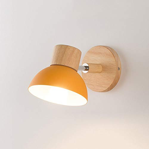 HNXNR Fashion Macarons Modern Minimalist Wood Wall Lamps Adjustable Swing Arm Mirror Light Bathroom Bedroom Sconce Home Industrial Decor Bedroom Lamp Indoor and Outdoor (Color : Yellow)