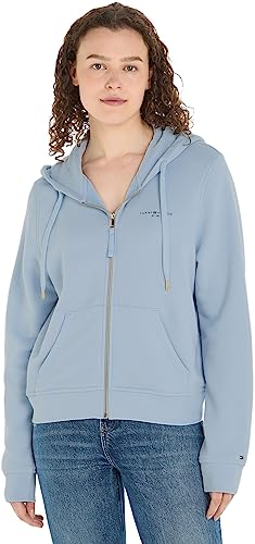 Tommy Hilfiger Damen Hoodie mit Reißverschluss Zipper, Blau (Breezy Blue), L