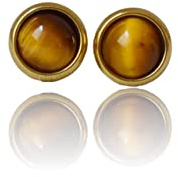 Tigerauge Ohrstecker Gold, 8mm Edelstein Tigerauge Ohrringe, rund, brauner Stein, Minimalistische kleine Ohrstecker, Tigerauge Schmuck