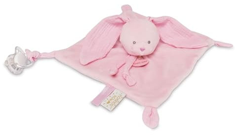 BABY NAT' - Peluche Lapin Misty Rose 20 cm - Doudou Bébé Coton Bio Certifié Oeko-Tex - Idée Cadeau Naissance Filles et Garçons - Boîte Cadeau Incluse - Lavable en Machine - BN0616