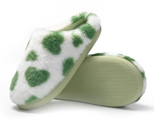 JOMIX Pantofole Donna Invernali Ciabatte Pelose Calde da Casa Scarpe Ragazza Termiche Slip On da Inverno Autunno MD8538 (Verde, 37)