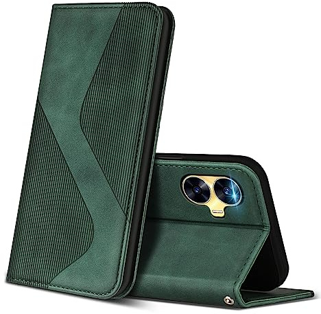 ZONNAVI Funda para Realme C55 4G, Funda Libro de Cuero con Ranura para Tarjeta y Magnético, Wallet Flip Caso Cubierta Case Carcasa para Realme C55 4G (Verde)