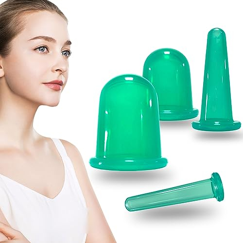 CLDURHGE Schröpfgläser Silikon, Schröpfen Silikon Vacuum Cup 4 Stück für Körper und Gesicht inkl Aufbewahrungsbeutel Cellulite Cup Massagegeräte tools set Schröpfen gegen Cellulite