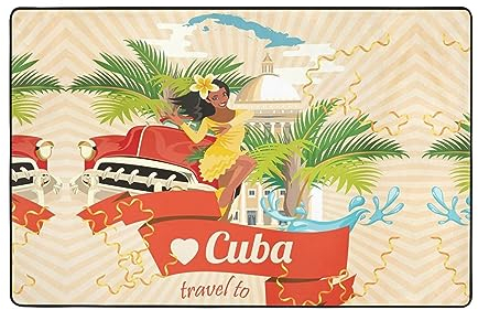 JCAKES Teppich, Motiv: Insel Kuba, 152,4 x 99,1 cm, weich, für Schlafzimmer, Wohnzimmer