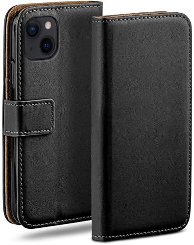 moex Flip Case for Apple iPhone 15 Plus, Foldable, Mobile Phone Case with Card Slot, 360 Degree Protective Case for Folding, Flip Case Book Cover, Vegan Leather Mobile Phone Case, Black