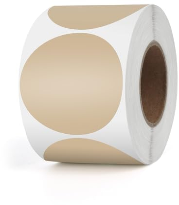 YIKIADA Khaki Punkte Thermo-Etikett Vinyl 50 mm Selbstklebend Rolle Adressaufkleber Wasserdicht Drucker Aufkleber für Logo Barcode QR Code Inventar 500 Stück