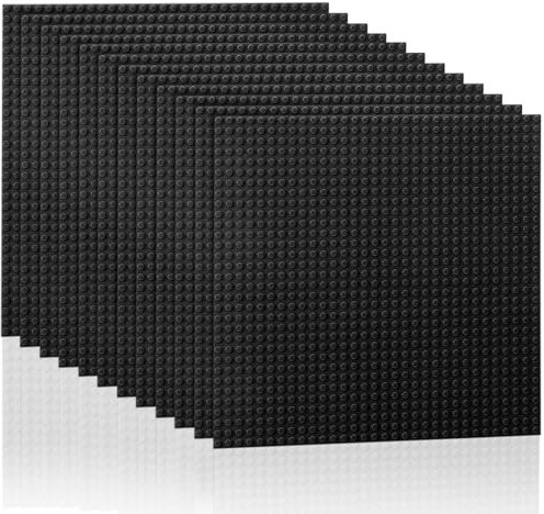 Etarnfly Lot de 12 plaques de Construction, compatibles avec la Plupart des Marques, 25 × 25 cm, Jouet de Construction pour Enfants, Plaque de Base Noire